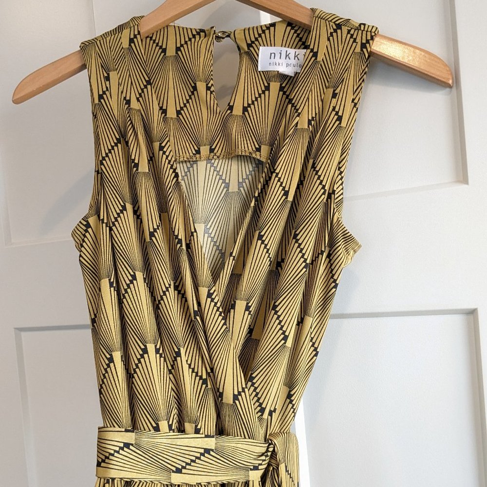NIkki Poulos geometric gold jumpsuit